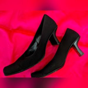 Prada black square-toe heels (fabric)